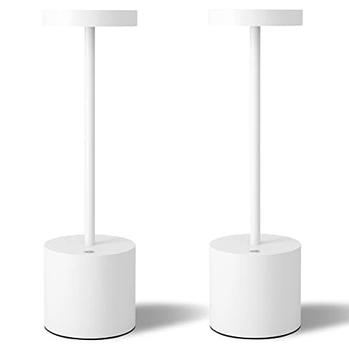 LED Cordless Table Lamp Set, Portable 5000mAh Rechargeable, 3 Color Dimming, Outdoor/Indoor — White2