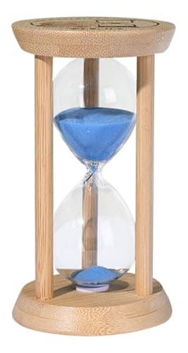 2-Minute SuLiao Wooden Sand Timer, Bamboo Hourglass for Home Office Decor — Blue