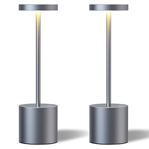 LED Cordless Table Lamp Set, Portable 5000mAh Rechargeable, 3 Color Dimming, Outdoor/Indoor — Iron Gray2
