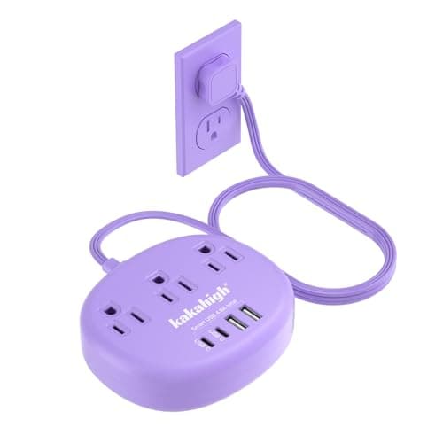Surge Protected 1625W 5FT Brown Tan Extension Cord with 3AC 4USB — Purple