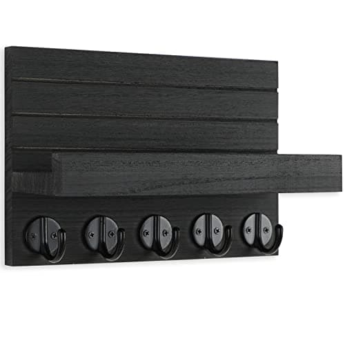 Paulownia Wood Wall Key Holder with Shelf and Hooks