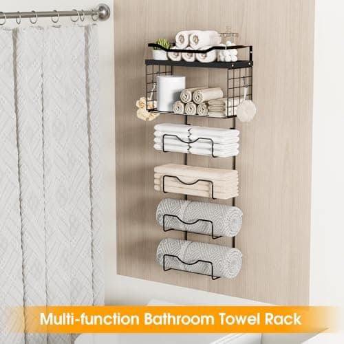 Bathroom Towel Racks, 6-Tier Wall Mounted Towel Holder