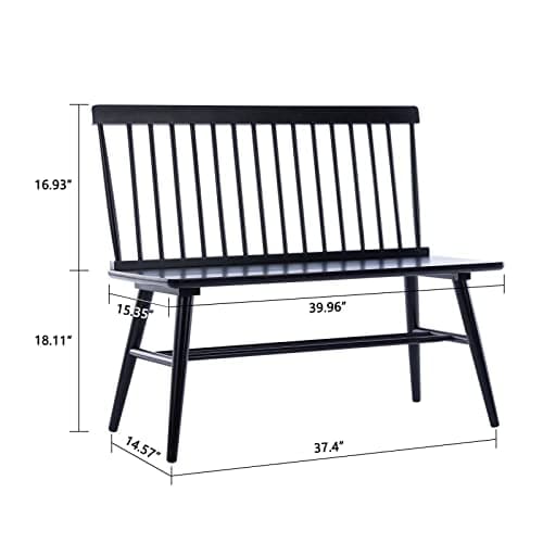 DUHOME Black Farmhouse Wooden Bench with Spindle Back for Entryway Balcony