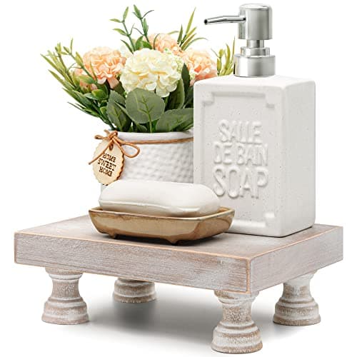 EOSAHR Natural Wood Riser for Room Decor - Rustic Pedestal Stand for Kitchen and Bath Décor