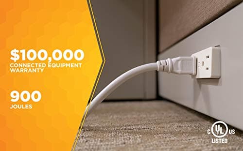 Surge Protector for 900J Protection, 6 Outlets, 3-Foot Cord, White