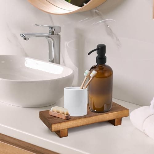 Wooden Soap Stand, Footed Tray for Home Decor and Counter Display
