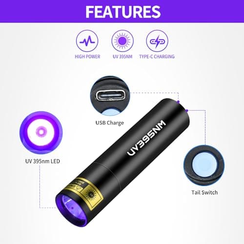 Rechargeable UV Flashlight for Pet Urine Detection and Leak Inspection
