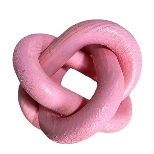 Boho Wooden Knot Chain Link Decor for Coffee Table Entryway — Pink