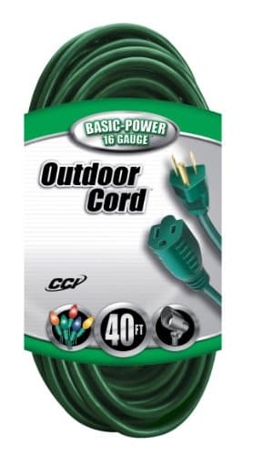 Woods 40ft 16-Gauge Outdoor Extension Cord, SJTW, Green