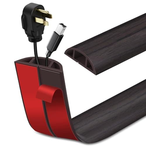 Smoked Brown Wood Floor Cord Cover 0.47"x0.27" (3.3Ft) Cable Hider — Dark Walnut