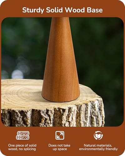 EDISHINE 13.58" Small Table Lamp, Beige Linen Shade, Dark Rosewood Base, Nursery Bedroom Lamp