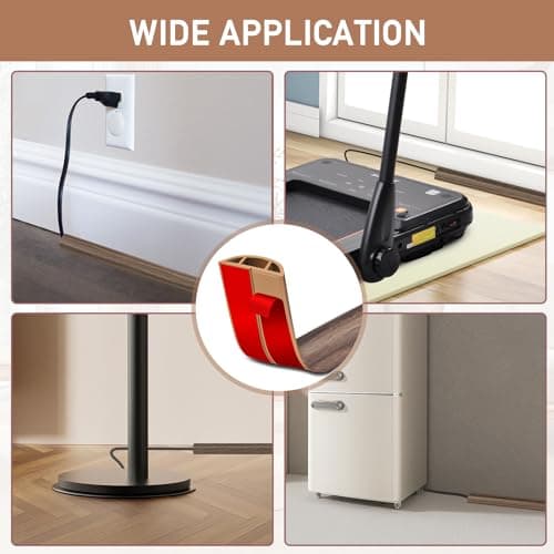 Smoked Brown Wood Floor Cord Cover 0.47"x0.27" (3.3Ft) Cable Hider