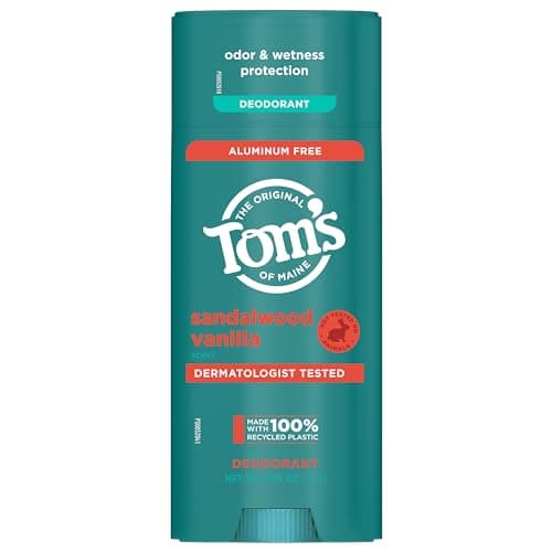 Tom’s of Maine Aluminum-Free Natural Deodorant 3.25 oz | Goes on Clear | Odor & Wetness Protection — Sandalwood Vanilla