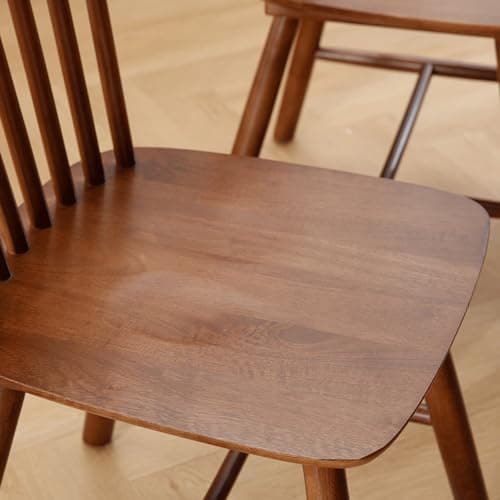 Windsor Set of 2 French Country Side Chairs, Oak Walnut Finish for Home