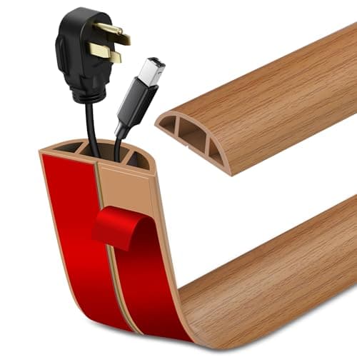 Smoked Brown Wood Floor Cord Cover 0.47"x0.27" (3.3Ft) Cable Hider — Light Brown Wood