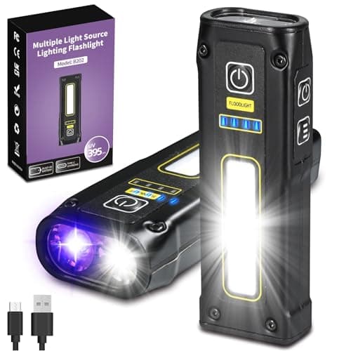 DARKBEAM 365+395 Blacklight Flashlight, High Lumen USB-C Rechargeable Red Light Emergency Power — B202 UV395nm(violet)+ White/Red/Emergency Light