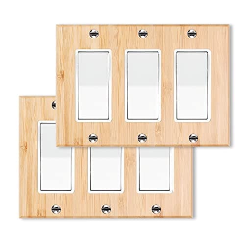 Solid Bamboo Single Toggle Light Switch Plate, 4.5" x 2.76" Home Decor — 2PC-Triple Rocker