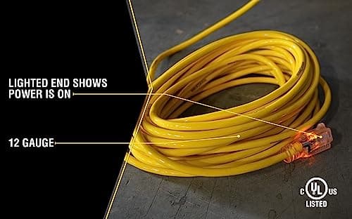 Yellow Jacket Heavy Duty 25Ft 12 Gauge Weather Resistant Extension Cord