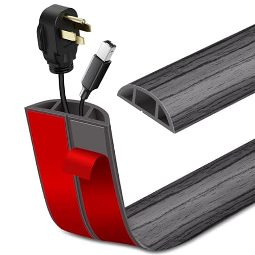 Smoked Brown Wood Floor Cord Cover 0.47"x0.27" (3.3Ft) Cable Hider — Deep Grey Wood