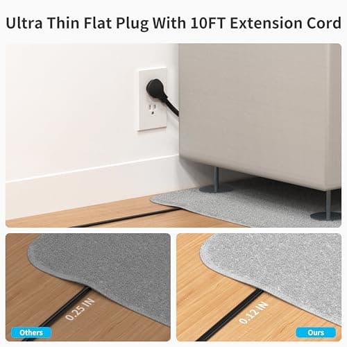 TOPREK 1800J Surge Protector Power Strip, 10 FT Thin Plug, 3 AC Outlets, 1 USB-C, 1 USB-A, Wood Finish