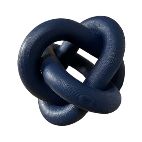 Boho Wooden Knot Chain Link Decor for Coffee Table Entryway — Navy Blue
