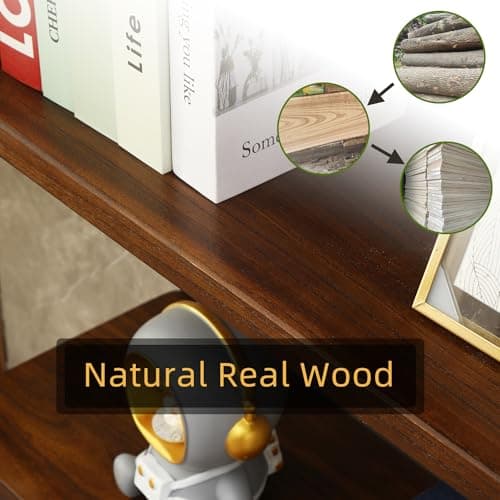 Refined Natural Wood Bookcase for Office, Living Room, and Bedroom (6 Tiers)