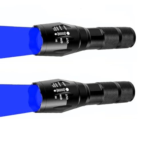 365nm & 395nm UV Flashlight Wood's Lamp Black Light for Pet Stains & Scorpion Detection LED Torch — blue light