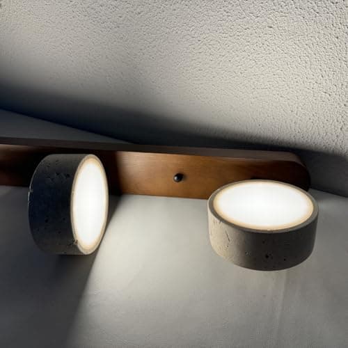 Dark Wood Farmhouse Bathroom Vanity Light - Walnut LED Rotatable Wall Lamp