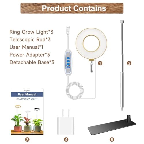Full Spectrum 48 LED Grow Light, Height Adjustable with 3 Optional Spectrums and Auto Timer