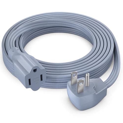 Heavy Duty 4 Feet Flat Plug Power Cord, UL Certified, White - Ideal for Home & Office — Gray