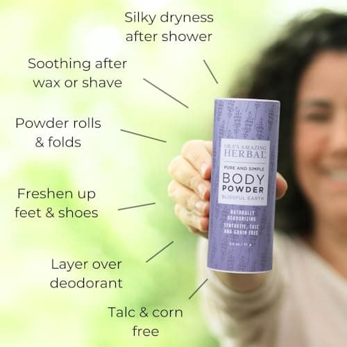 Talc Free Body Powder, Grounding Scent, Lavender & Vetiver, 2.5 oz