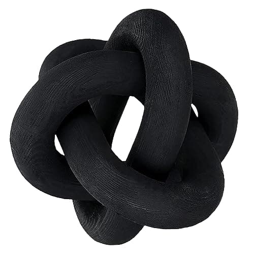 Boho Wooden Knot Chain Link Decor for Coffee Table Entryway — Black