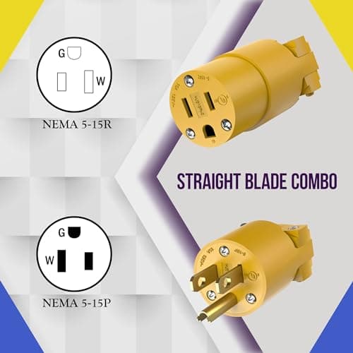 ENERLITES NEMA 5-15P & 5-15R Plug & Connector Set, 15 Amp 125V, UL Listed, Yellow