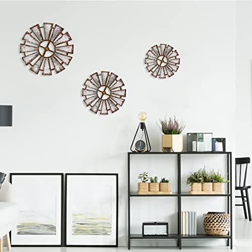 Yookeer 3 Pack Farmhouse Wood Windmill Wall Decoration