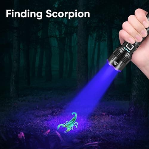 UV Flashlight 20W, 5000Mah High Power 365nm UV Light, Rechargeable Black Light for Pet, Resin, Rocks, Travel, AC, Uranium Glass, Bed Bug