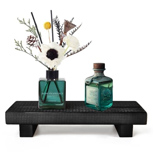 Wooden Soap Stand, Footed Tray for Home Decor and Counter Display — Black