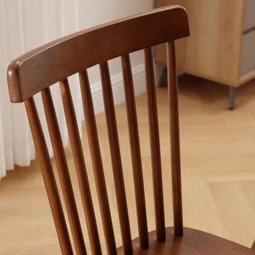 Windsor Set of 2 French Country Side Chairs, Oak Walnut Finish for Home
