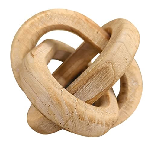 Hand Carved Rustic Brown Wood Knot Decor 3-Link Chain for Coffee Table Tray