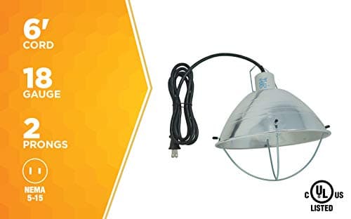 Woods 0165 Brooder Lamp with Bulb Guard, 250W Reflector & Cord