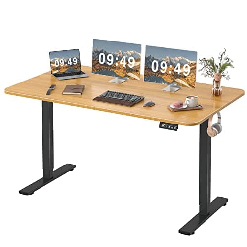 Furmax Electric Height Adjustable Standing Desk, Light Wood, 55x24 inches — Maple