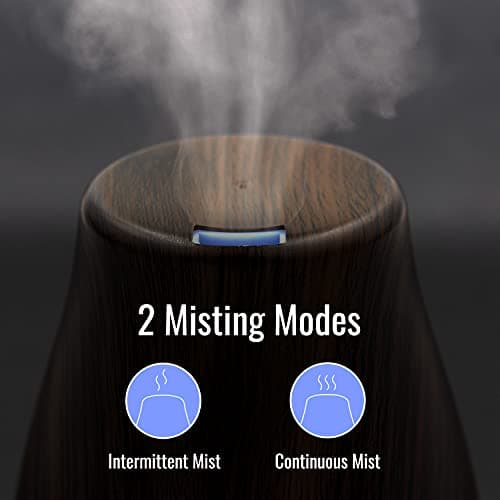 HealthSmart Cool Mist Humidifier & Aromatherapy Diffuser, 150ML Tank, Wood Grain Brown