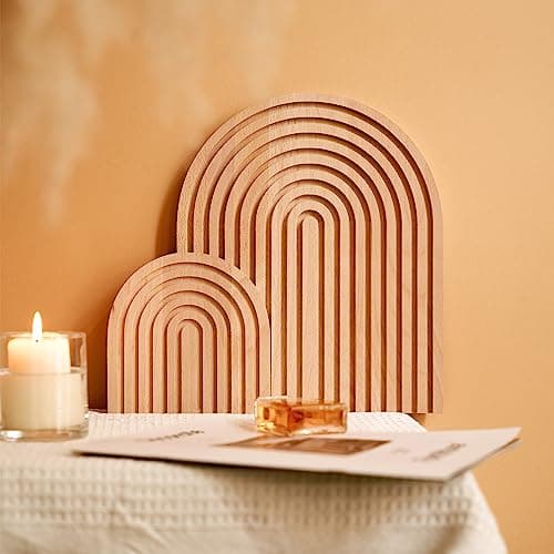 Boho Wood Rainbow Arch - Modern Room Decor (Set of 2)