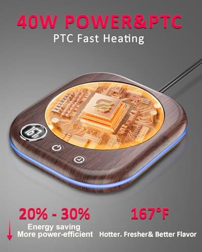 40W Coffee Mug Warmer for Desk with Temp Display & Auto Shut Off