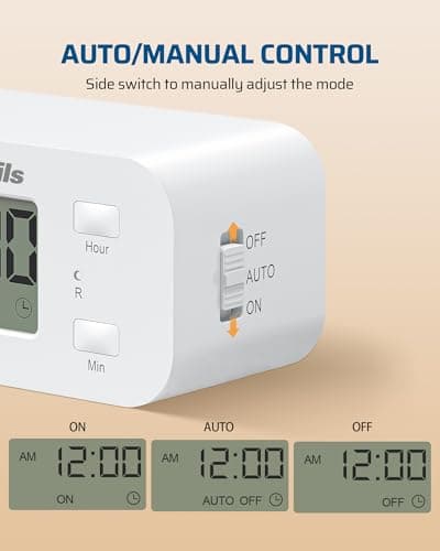24 Hour Programmable Timers for Outlets & Lights, 2-Pack DEWENWILS, 125V 15A 1000W, 3-Prong Plug