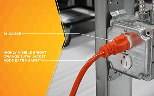 Woods 100-Foot Outdoor Orange SJTW Vinyl Extension Cord