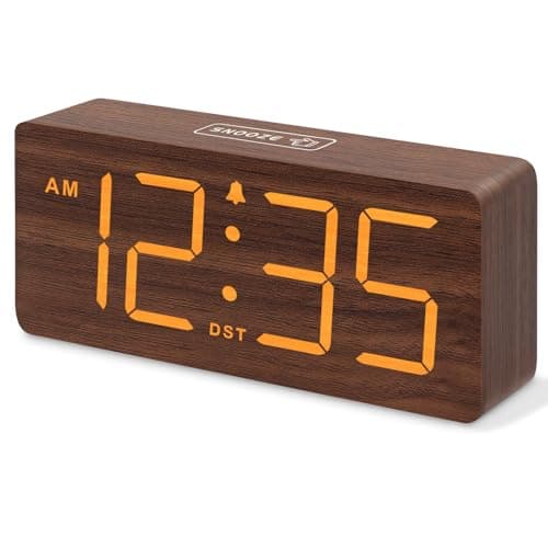 DreamSky Wooden Digital Alarm Clock with Large Numbers & Features