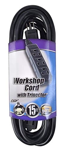 Woods 15-Foot SJTW Trinector Black Vinyl Extension Cord (35227408)
