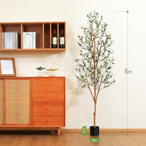 Kazeila 6FT Tall Artificial Olive Tree for Home Office Decor