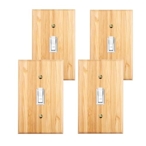 Bamboo Solid Wood Light Switch Plate Decorative Cover — 4PC-Wood Wall Plate 1