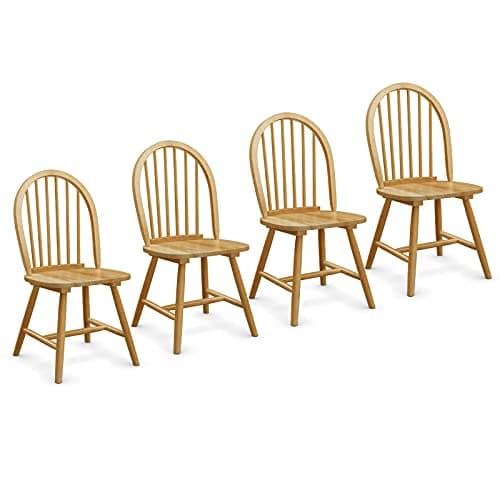 Giantex Black Windsor Armless Dining Chairs, Set of 4French Country Style — Oak